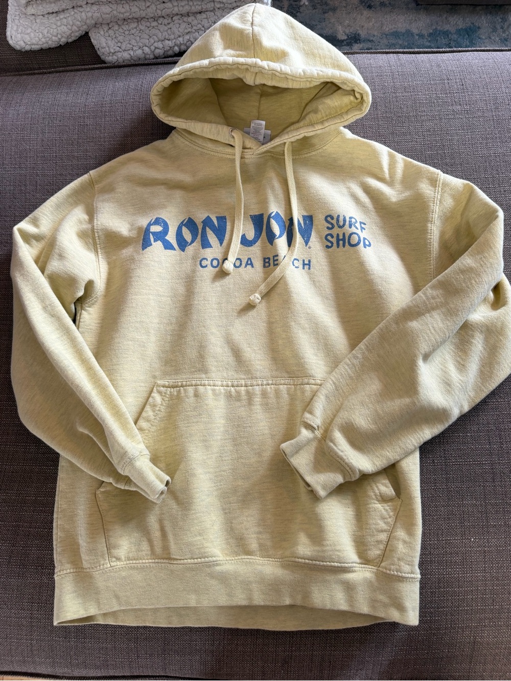 Ron Jon Yellow Pullover Hoodie with Blue Logo